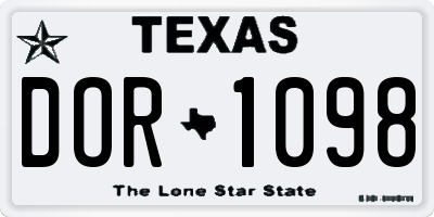 TX license plate DOR1098