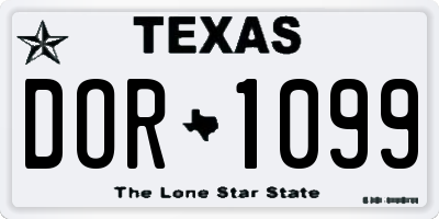 TX license plate DOR1099