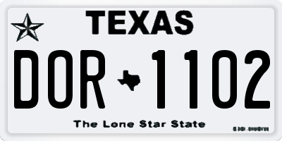 TX license plate DOR1102