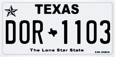 TX license plate DOR1103