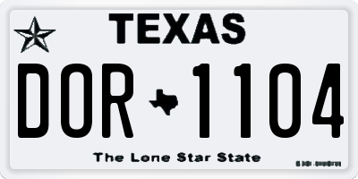 TX license plate DOR1104
