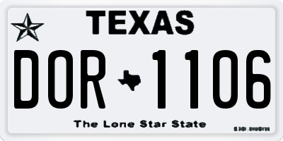TX license plate DOR1106