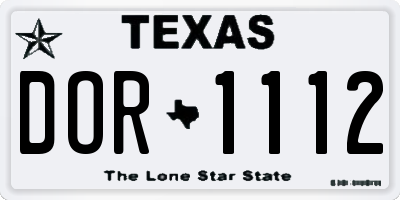 TX license plate DOR1112