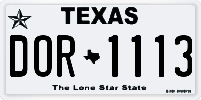 TX license plate DOR1113