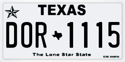 TX license plate DOR1115