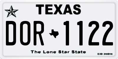 TX license plate DOR1122