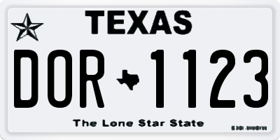TX license plate DOR1123