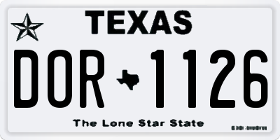 TX license plate DOR1126