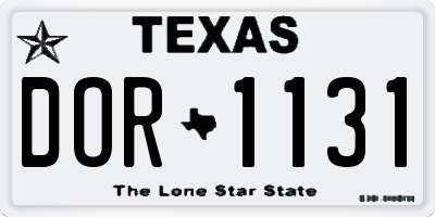 TX license plate DOR1131