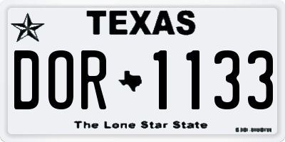 TX license plate DOR1133