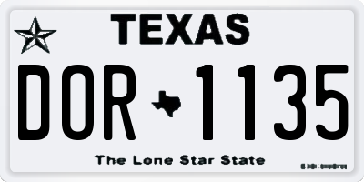 TX license plate DOR1135