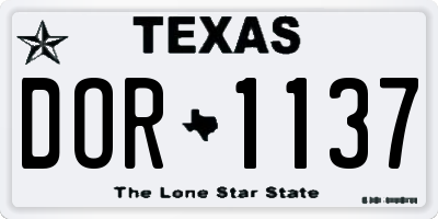 TX license plate DOR1137