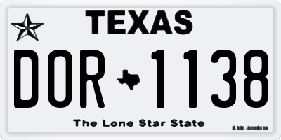 TX license plate DOR1138