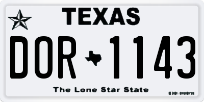 TX license plate DOR1143
