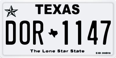 TX license plate DOR1147
