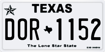 TX license plate DOR1152