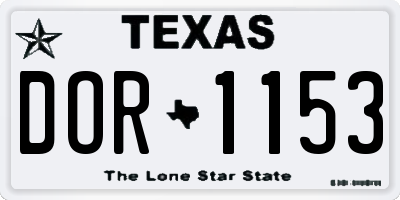 TX license plate DOR1153