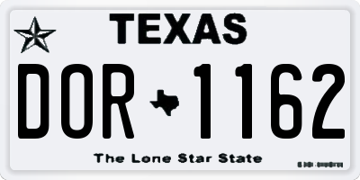 TX license plate DOR1162
