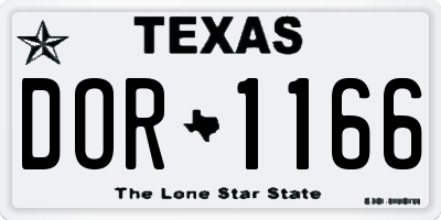 TX license plate DOR1166