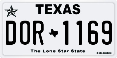 TX license plate DOR1169