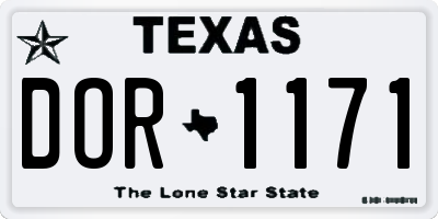 TX license plate DOR1171