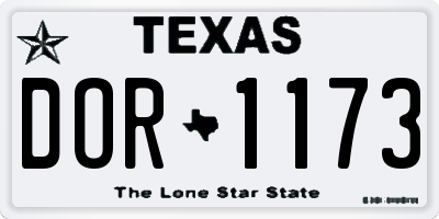 TX license plate DOR1173