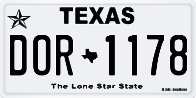 TX license plate DOR1178