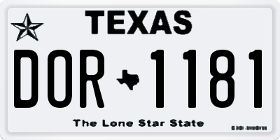 TX license plate DOR1181