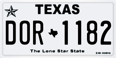 TX license plate DOR1182