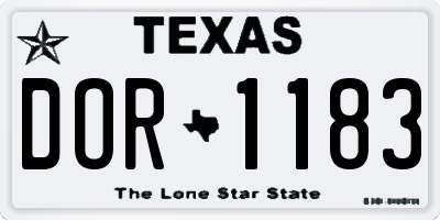 TX license plate DOR1183