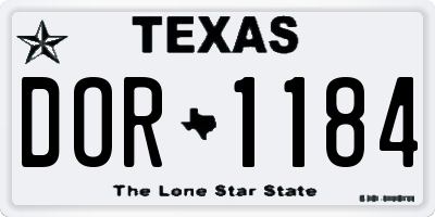TX license plate DOR1184