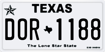 TX license plate DOR1188