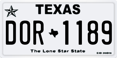 TX license plate DOR1189