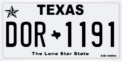 TX license plate DOR1191