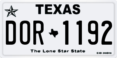 TX license plate DOR1192