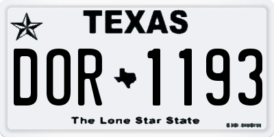 TX license plate DOR1193
