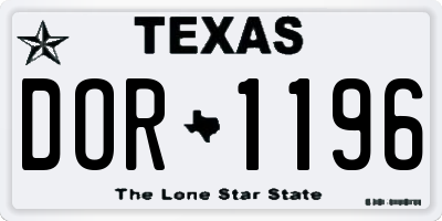 TX license plate DOR1196