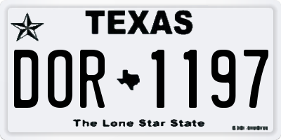 TX license plate DOR1197