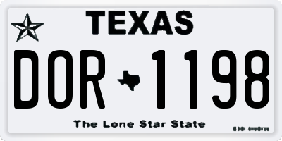 TX license plate DOR1198