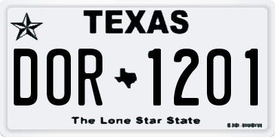 TX license plate DOR1201