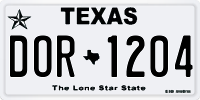 TX license plate DOR1204