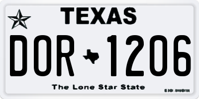 TX license plate DOR1206