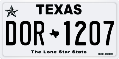 TX license plate DOR1207