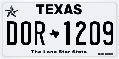 TX license plate DOR1209