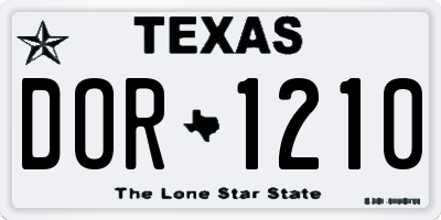 TX license plate DOR1210