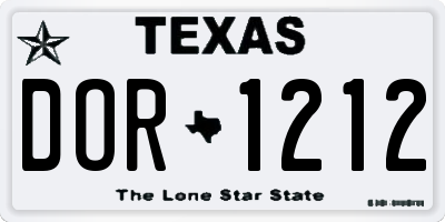 TX license plate DOR1212