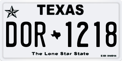 TX license plate DOR1218