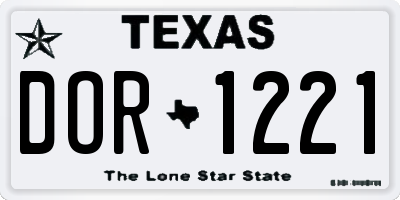 TX license plate DOR1221