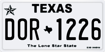 TX license plate DOR1226