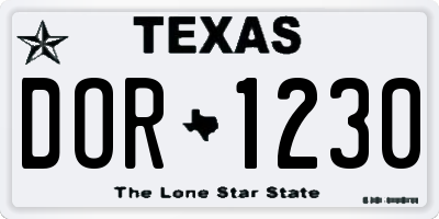 TX license plate DOR1230